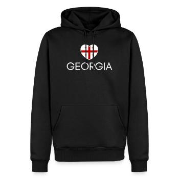 Cœur avec drapeau de Géorgie, j’aime la Géorgie - Sweat à capuche Premium bio Homme - noir - Devant - Nico (187cm)