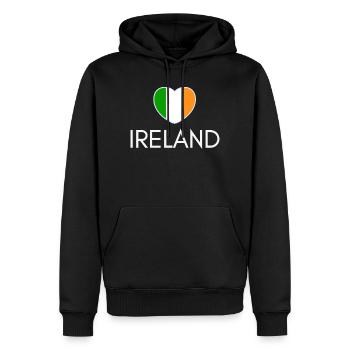 Herz mit irischer Flagge, ich liebe Irland - Männer Premium Bio Hoodie - Schwarz - Vorne - Nico (187cm)