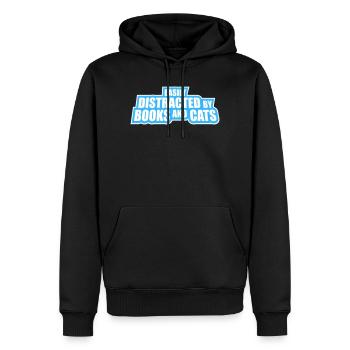 Facilement distrait par les livres et le livre des chats - Sweat à capuche Premium bio Homme - noir - Devant - Nico (187cm)