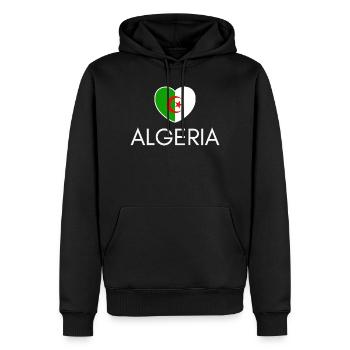 Cœur avec drapeau algérien, j’aime l’Algérie - Sweat à capuche Premium bio Homme - noir - Devant - Nico (187cm)