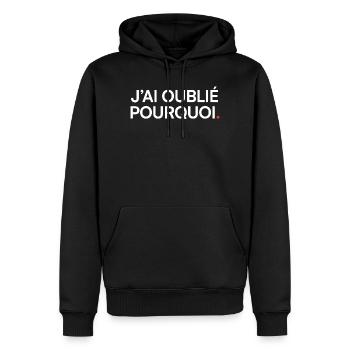 J’ai oublié pourquoi humour moderne - Sweat à capuche Premium bio Homme - noir - Devant - Nico (187cm)