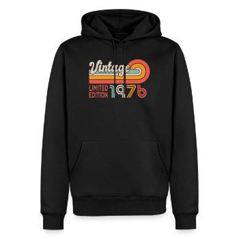 1976 anniversaire 1976 50 ans - Sweat à capuche Premium bio Homme - noir - Devant - Nico (187cm)