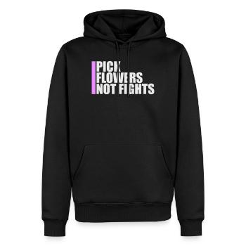 Cueillez des fleurs, pas des disputes, fleurs Paix Logo drôle - Sweat à capuche Premium bio Homme - noir - Devant - Nico (187cm)