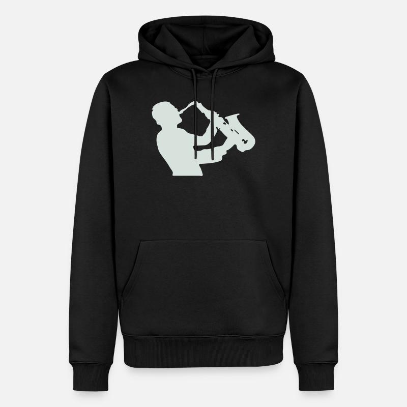 Jazz Saxophone Silhouette - Sweat à capuche Premium bio Homme - noir