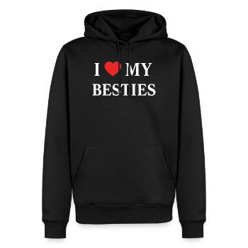 I Love My Besties J'aime Mes Meilleurs Amis - Sweat à capuche Premium bio Homme - noir - Devant - Nico (187cm)