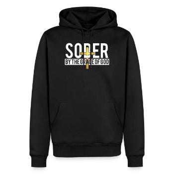 Nüchtern durch die Gnade Gottes AA NA-Meilenstein - Männer Premium Bio Hoodie - Schwarz - Vorne - Nico (187cm)