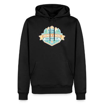 La maison, c’est l’endroit où vous vous garez - Camping - Sweat à capuche Premium bio Homme - noir - Devant - Nico (187cm)