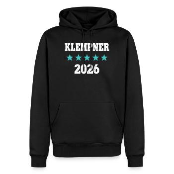 Plumber 2026 Craftsman Plumber Tinsmith - Men’s Premium Organic Hoodie - black - Front - Nico (187cm)