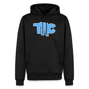 THC - Männer Premium Bio Hoodie - Schwarz - Vorne - Nico (187cm)