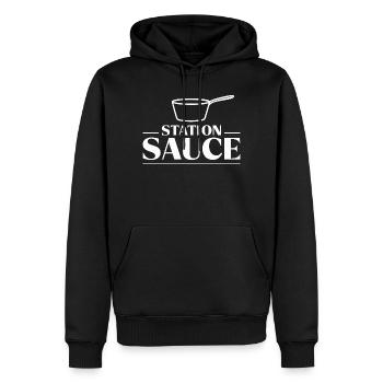 Saucier Sauce Station Brigade Chef Culinary Statio - Men’s Premium Organic Hoodie - black - Front - Nico (187cm)
