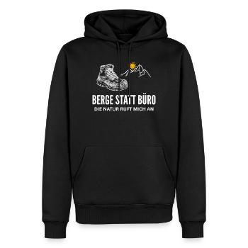 Berge statt Büro-Nature Calls - Männer Premium Bio Hoodie - Schwarz - Vorne - Nico (187cm)