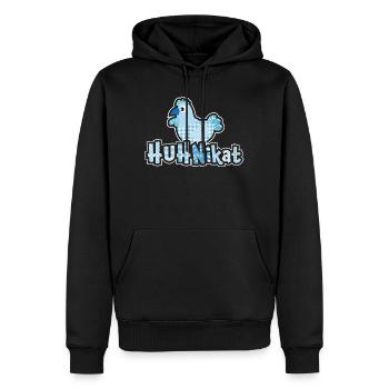 HUHNikat Hühner Fans -  Hahn - Gockel - Bio - Männer Premium Bio Hoodie - Schwarz - Vorne - Nico (187cm)