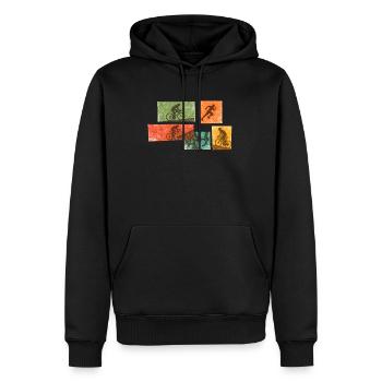 Radsport Mosaic: Fahrrad Silhouetten - Männer Premium Bio Hoodie - Schwarz - Vorne - Nico (187cm)