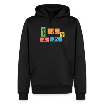 Silhouettes colorées de yoga - Sweat à capuche Premium bio Homme - noir - Devant - Nico (187cm)