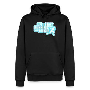 Life Is Short Running Makes It Seem Longer Lustig  - Männer Premium Bio Hoodie - Schwarz - Vorne - Nico (187cm)