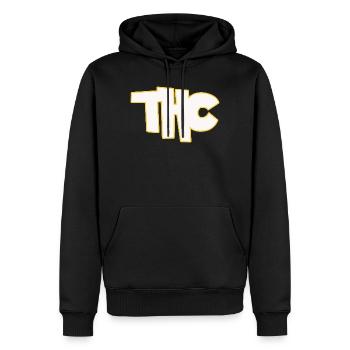 THC - Männer Premium Bio Hoodie - Schwarz - Vorne - Nico (187cm)