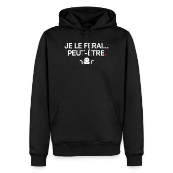 VIELLEICHT WERDE ICH DAS | Humor - Männer Premium Bio Hoodie - Schwarz - Vorne - Nico (187cm)