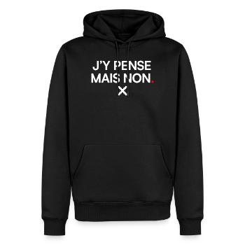 ICH DENKE DARÜBER NACH, ABER NICHT Fauler Humor - Männer Premium Bio Hoodie - Schwarz - Vorne - Nico (187cm)