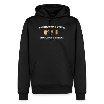 Le cycle de la caféine - Style rétro café et énergie - Sweat à capuche Premium bio Homme - noir - Devant - Nico (187cm)