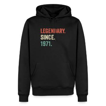 legendär seit 1971 - Männer Premium Bio Hoodie - Schwarz - Vorne - Nico (187cm)