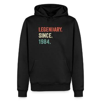 legendär seit 1984 - Männer Premium Bio Hoodie - Schwarz - Vorne - Nico (187cm)