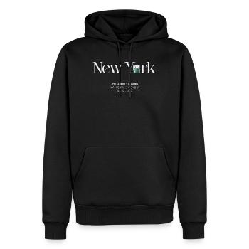 Skyline néon de Liberty Island - Sweat à capuche Premium bio Homme - noir - Devant - Nico (187cm)