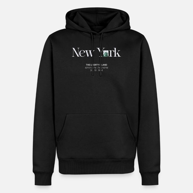 Skyline néon de Liberty Island - Sweat à capuche Premium bio Homme - noir