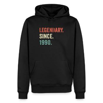 legendär seit 1990 - Männer Premium Bio Hoodie - Schwarz - Vorne - Nico (187cm)