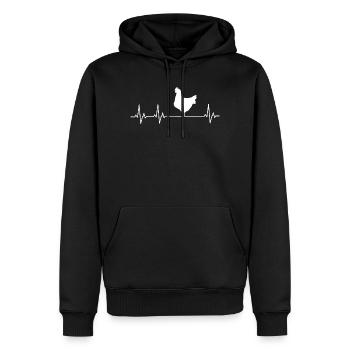 Hühner Fans -  Hahn - Gockel - Küken - Männer Premium Bio Hoodie - Schwarz - Vorne - Nico (187cm)