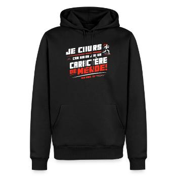 I run otherwise I have a character of ... - Men’s Premium Organic Hoodie - black - Front - Nico (187cm)
