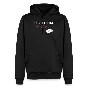 Je vendrais ce Drôle d’agent immobilier - Sweat à capuche Premium bio Homme - noir - Devant - Nico (187cm)