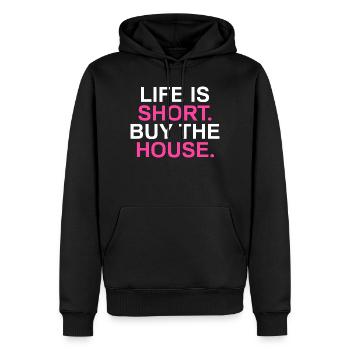 Life is short Funny Realtor Real Estate Agent - Männer Premium Bio Hoodie - Schwarz - Vorne - Nico (187cm)