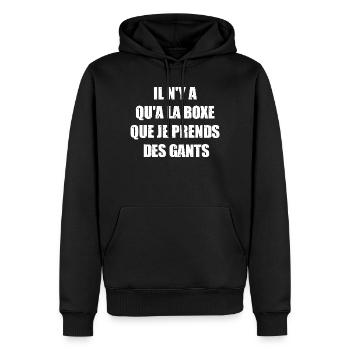 NUR IM BOXEN NEHME ICH HANDSCHUHE! - Männer Premium Bio Hoodie - Schwarz - Vorne - Nico (187cm)