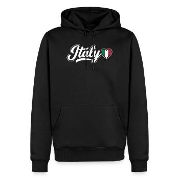 Italy Script with Flag Heart Fan Patriotic - Men’s Premium Organic Hoodie - black - Front - Nico (187cm)