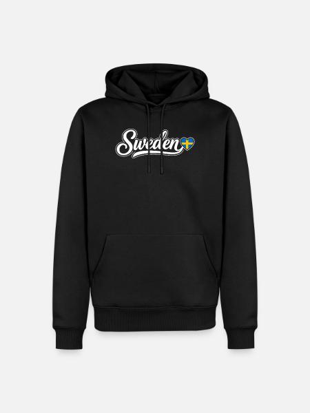 Sweden Script with Flag Heart Fan Patriotic - Men’s Premium Organic Hoodie - black