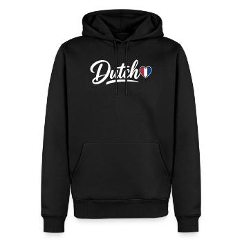 Dutch Script with Flag Heart Fan Patriotic - Men’s Premium Organic Hoodie - black - Front - Nico (187cm)