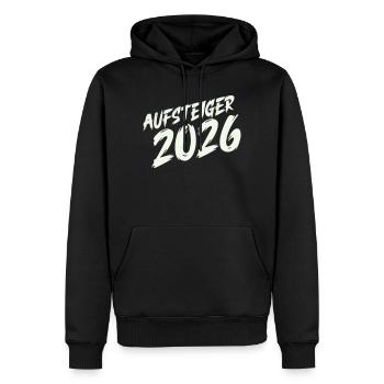 Aufsteiger 2026 Design - Männer Premium Bio Hoodie - Schwarz - Vorne - Nico (187cm)