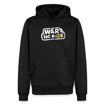 War No More – Sticker Peace & Humanity  - Sweat à capuche Premium bio Homme - noir - Devant - Nico (187cm)