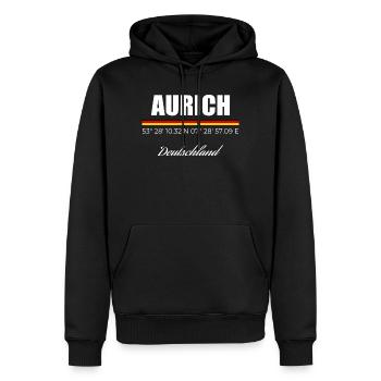 Aurich - Männer Premium Bio Hoodie - Schwarz - Vorne - Nico (187cm)
