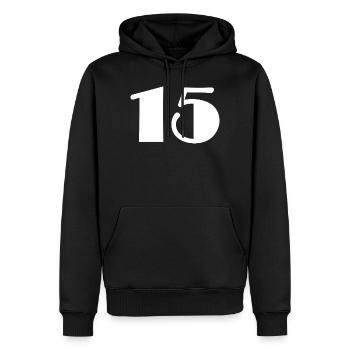 15. 15 YEARS. 15th ANNIVERSARY. 15 YEAR ANNIVERSARY. - Men’s Premium Organic Hoodie - black - Front - Nico (187cm)