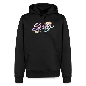 Lettrage printanier avec des fleurs - Sweat à capuche Premium bio Homme - noir - Devant - Nico (187cm)