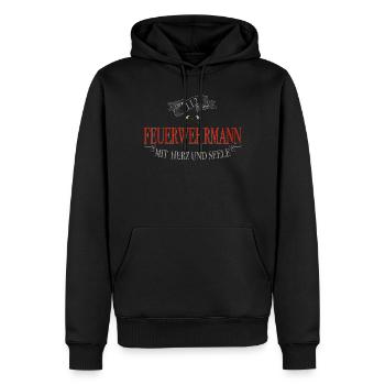 Feuerwehrmann Herz und Seele Vintage - Männer Premium Bio Hoodie - Schwarz - Vorne - Nico (187cm)