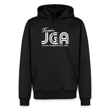 JGA 2026 Team Bräutigam Junggesellenabschied - Männer Premium Bio Hoodie - Schwarz - Vorne - Nico (187cm)