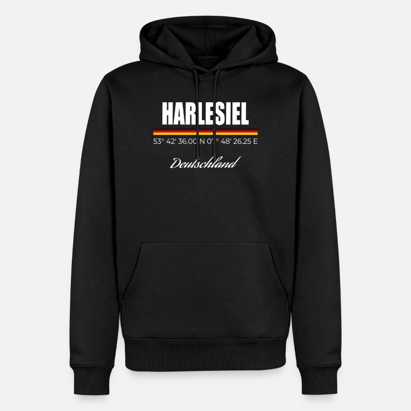 Harlesiel - Männer Premium Bio Hoodie - Schwarz