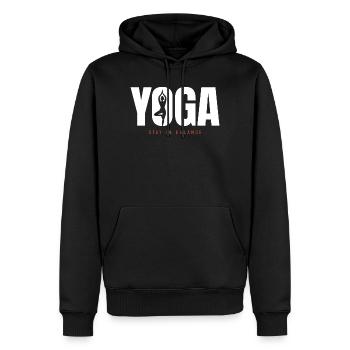 Yoga Balance – Stay in Balance Motivation - Men’s Premium Organic Hoodie - black - Front - Nico (187cm)
