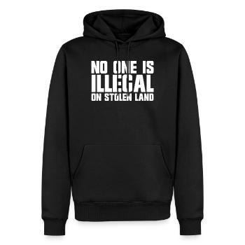 Personne n’est illégal sur des terres volées - Sweat à capuche Premium bio Homme - noir - Devant - Nico (187cm)