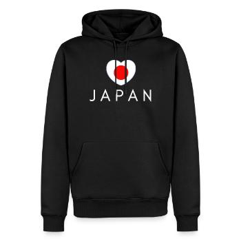 Japan-Flaggenherz, ich liebe Japan - Männer Premium Bio Hoodie - Schwarz - Vorne - Nico (187cm)