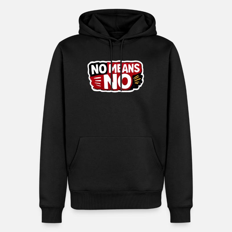 No Means No Consent Awareness Sticker - Sweat à capuche Premium bio Homme - noir