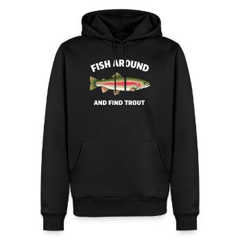 Pêchez autour et trouvez la truite drôle de pêcheurs pêcheurs - Sweat à capuche Premium bio Homme - noir - Devant - Nico (187cm)