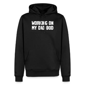 Ich arbeite an meinem Vaterkörper – Lustiger Vatertag im Fitnessstudio - Männer Premium Bio Hoodie - Schwarz - Vorne - Nico (187cm)